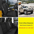 GIANT PANDA Neoprene Seat Covers for Jeep Wrangler JK 4-Door (2007), Neoprene UV&Waterproof, Foam Padded Wrangler Seat Covers 4-Door Full Set(Black) - Image 2