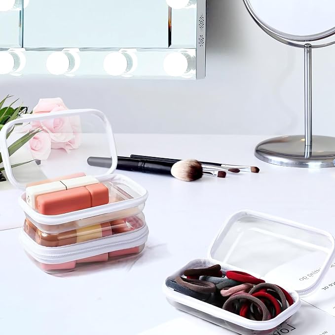 YOPCDJ Clear Hard Shell Zipper Case Clear Zipper Pouches, Travel Toiletry Bag & Waterproof Makeup Organizer, Diaper bag, Plastic Pouch for Office Home Storage, White 3 Pack, LSS - Image 4