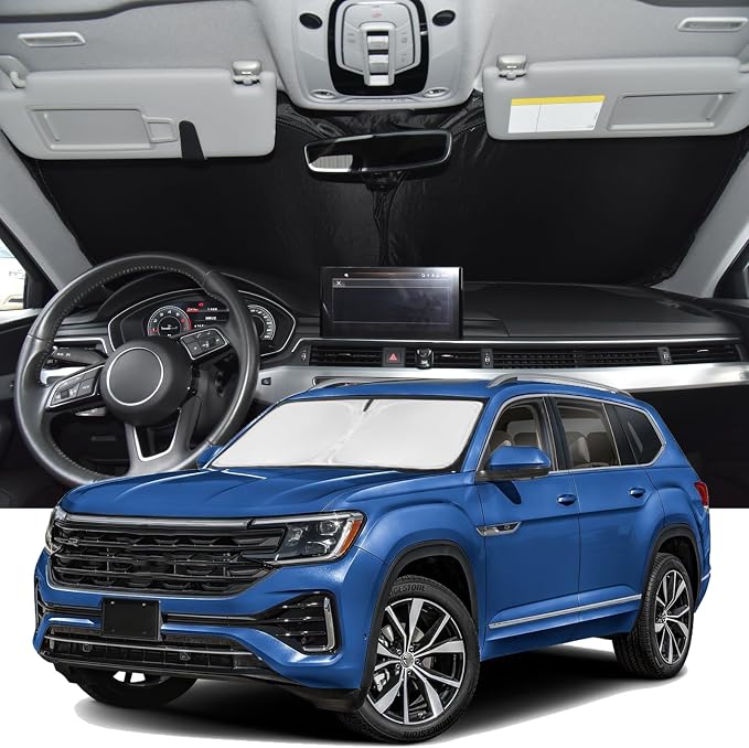 Windshield Sunshade for Volkswagen Atlas Cross Sport 2020-2026 4 Layers | Sun Shade Car Windshield Accessories Upgrade Blocks UV Rays Custom Fit Atlas Cross Sport 240T Keep Cool Foldable by ZOIBVCARSUNSHADE