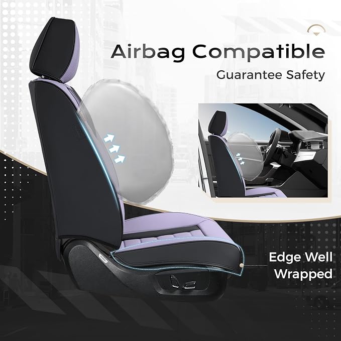 Coverado Car Seat Covers, Front Covers for Cars, Car Seat Cover Front Seats, Automotive Seat Cover, Waterproof, Leather Car Seat Cushion, Universal Interior Covers Seat Protectors for Most Cars - Image 3