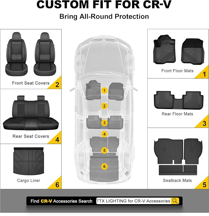 Floor Mats & Cargo Liner for Honda CRV 2023-2026 (Gasoline & Hybrid) | TPE All-Weather Mats, Non Slip & Odorless & Scratch Proof, CR-V Accessories - Image 9