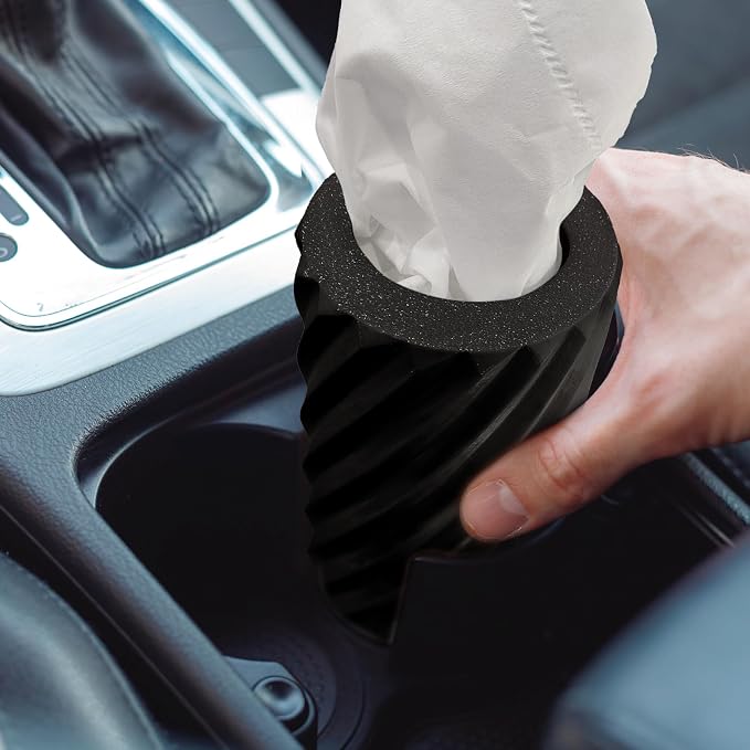 Car Tissue Holder, Refillable Round Cylinder with 3 Tissue Packs, Universal Fit for Vehicle Cup Holder, Home & Office, Car Accessories Interior (Black) - Image 7