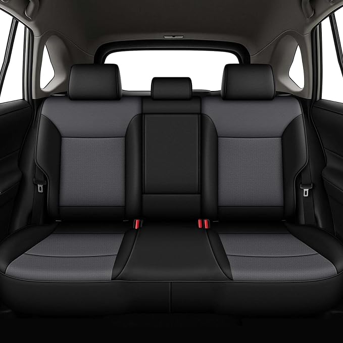Custom Fit Seat Covers for Toyota RAV4:2019 2020-2025 | LE XLE XLE Premium Limited(Not for Hybrid)-Faux Leather Full Set Compatible Airbag Seat Protector Black&Gray - Image 2