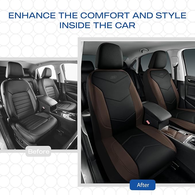 Skechers Memory Foam Seat Covers,Leather Car Seat Covers, Ultimate Comfort & Support Front Seat Covers Airbag Compatible, Automotive Universal Fit Most for SUVs, Vans, Sedans, Cars, Trucks,Brown - Image 8