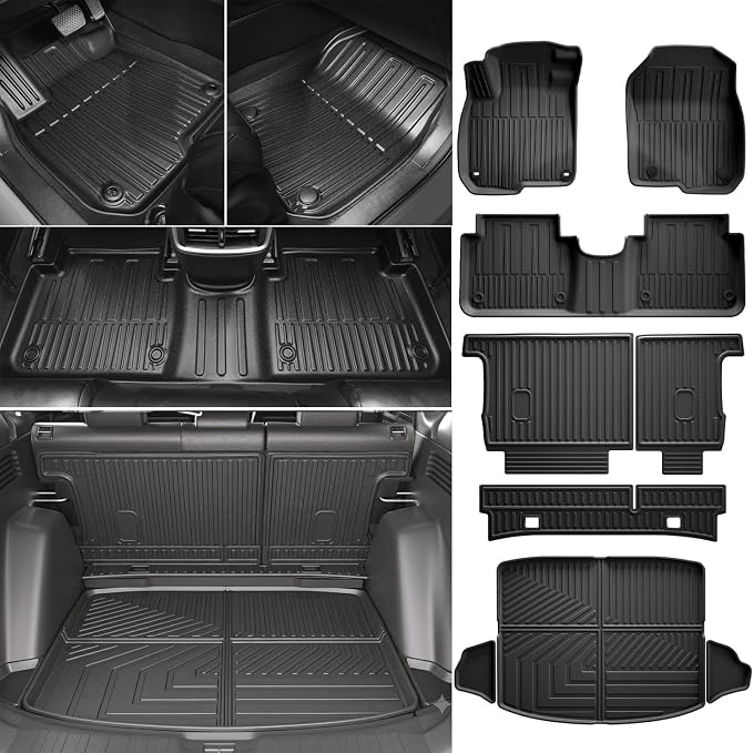 Floor Mats Fit for 2017-2022 Honda CRV(Not for Hybrid or Touring) | Custom Fit All Weather TPE Rubber Honda CR-V Accessories Floor Liners Cargo Liner Back Seat Cover Protector Full Sets by IKABEVEM