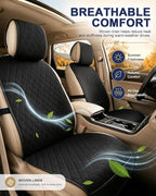 Linen Car Front Seat Covers, Breathable Linen Car Seat Protector | With A Carrying Pouch And Non-Slip Nubs On The Back; Universal Fit Cars Vans SUVs Trucks, 2 Units, Black - Image 5