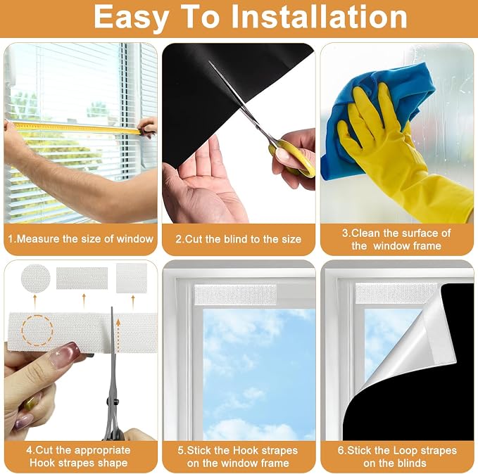 100% Blackout Curtains for Bedroom 57x118 inch,Portable Removable No Drill Blackout Shades,Cuttable Temporary Black Out Window Cover,Black Out Blinds for Nursery,Dorm,Travel,RV or Renter Use - Image 6