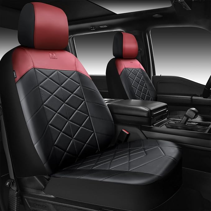 CAR PASS Memory Foam Leather Seat Covers Full Set, Breathable Perforated Nappa Leather Seat Covers Universal Fit for Most Sedans,SUV,Trucks Thick 3D Foam Comfort, Airbag Compatible Black Burgundy Red - Image 6