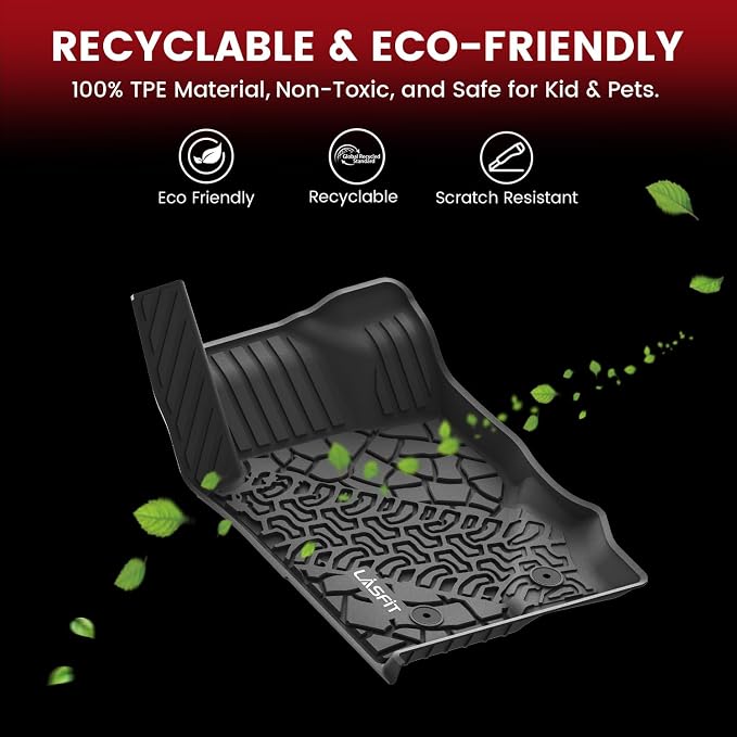 LASFIT Floor Mats for Ford Bronco Sport 2021-2025 2026 with a Carpet Floor | Custom Fit TPE All Weather Full Coverage Protector, 2 Rows Floor Liner for Bronco 2-Door, Durable Easy Clean Anti-Slip - Image 6