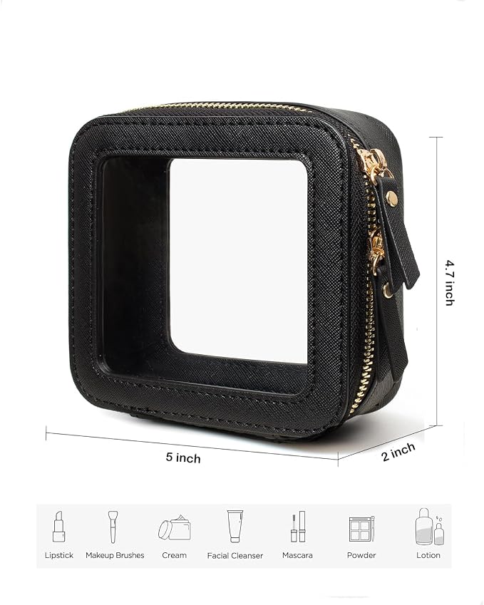 Travel Clear Makeup Bag Set, TSA Approved Cosmetic Bag Case with Zipper Portable Makeup Pouch Toiletry Bag Traveling Cosmetic Organizer Storage Bag Car Organizer Car Essentials - Image 5
