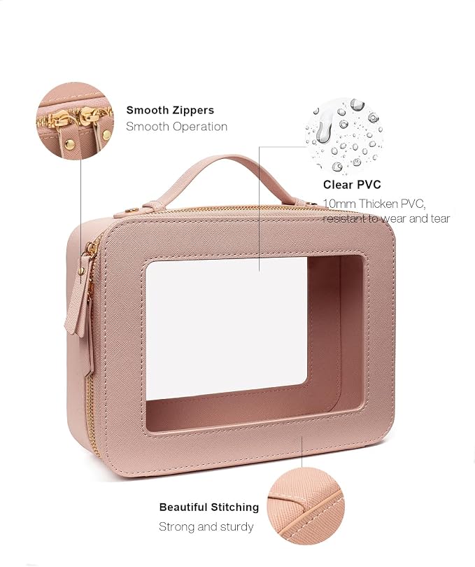 Travel Clear Makeup Bag Set, TSA Approved Cosmetic Bag Case with Zipper Portable Makeup Pouch Toiletry Bag Traveling Cosmetic Organizer Storage Bag Car Organizer Car Essentials - Image 4
