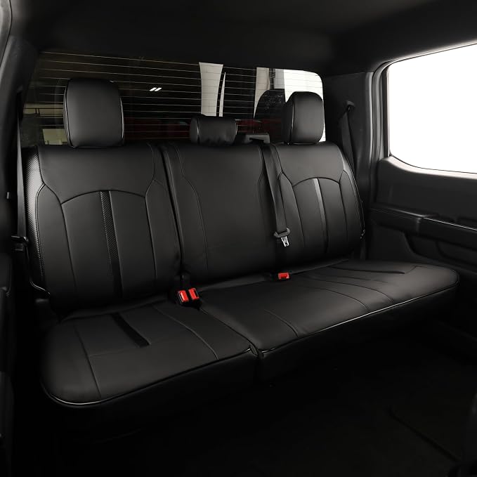 Seat Covers for Ford F150 SuperCrew 2021-2026 Faux Leather | Fits F-150 XL XLT STX Tremor 2021-2026, Lightning Pro XLT 2022-2024 and F250/F350/F450 2023-2026, Waterproof Rear Seat - Image 6