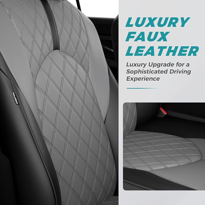 Custom Seat Covers for Toyota Grand Highlander 2024-2026 7 Seats | black grey, faux leather, 2nd row captain chairs, waterproof, breathable, airbag compatible, stain resistant - Image 2