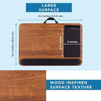 LAPGEAR Home Office Pro Lap Desk – Espresso Woodgrain, Fits 15.6” Laptops | Built-In Mouse Pad & Phone Slot, Wide Cushioned Wrist Rest, Dual-Bolster Microbead Cushion, Carry Handle - Image 5