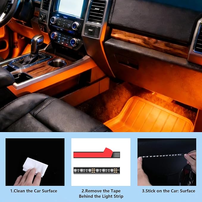 led car Lights Interior,Ambient Lighting car Interior,footwell Lighting for car,APP Control 16 Million Colors Music Sync,DIY Mode Multicolor LED Interior Lights for Cars,Trucks,SUVs,12V Power - Image 3