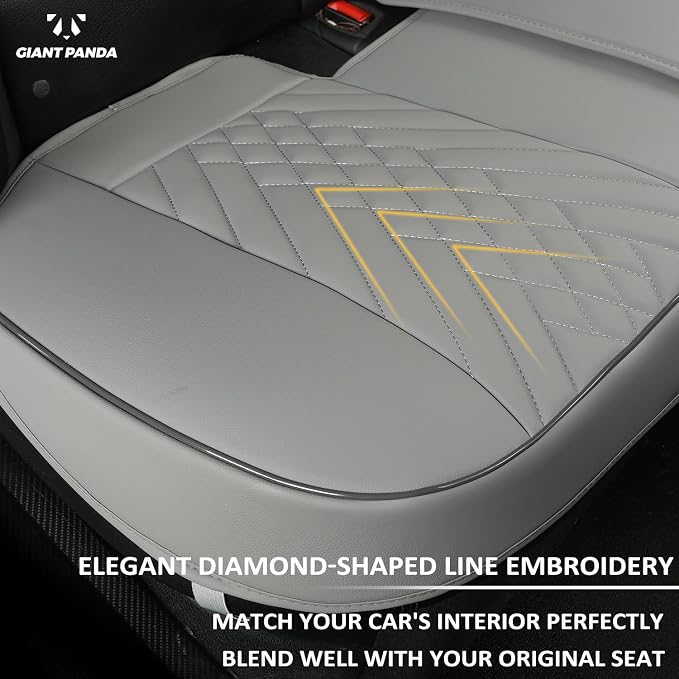 GIANT PANDA Premium PU Leather Rear Car Seat Cover Protector, Luxury Adjustable Anti-Slip Bottom Bench Seat Cover (49~59''),Fits 90% of Vehicles, Back Seat Cover, Grey - Image 4