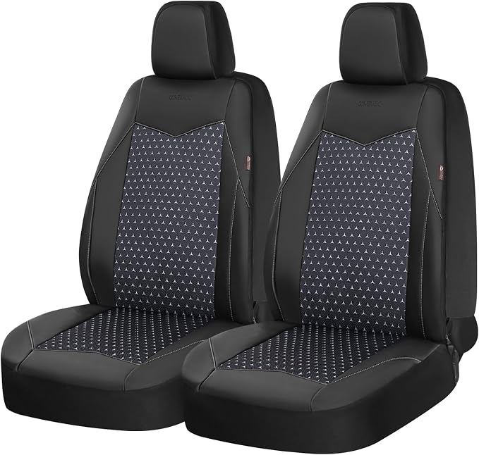 Coverado Front Seat Covers, Breathable Mesh & Leather Car Seat Protectors, Black Driver Seat Cover, Car Seat Cushions, Universal Automotive Seat Covers Fit for Most Sedans SUV Truck, Black - Image 7