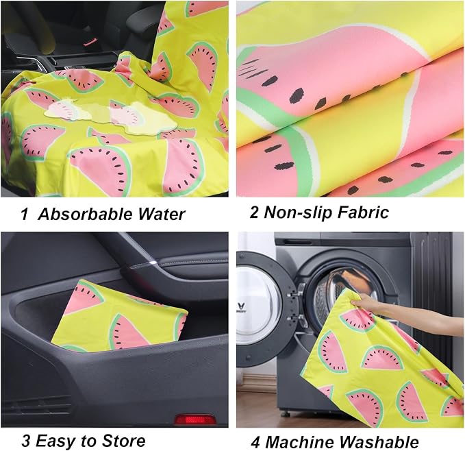 Car Seat Towel Covers Front Seats for Yoga,Gym,Workout,Sports,Running,Camping and Hiking,Automotive Cute Washable Sweat Towels Seat Cover Blanket for Cars Golf Trucks (Watermelon, 1Pcs) - Image 5