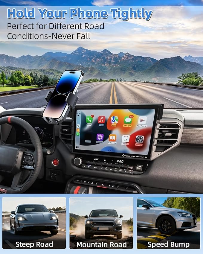 PZK Car Phone Mount for Toyota Tundra 2022-2026 /Sequoia 2023-2026 14-Inch | Auto Lock Screen Car Phone Holder Limited/Platinum Tundra Accessories 360° Rotation Hands Free Cradles Not Block Vent - Image 8