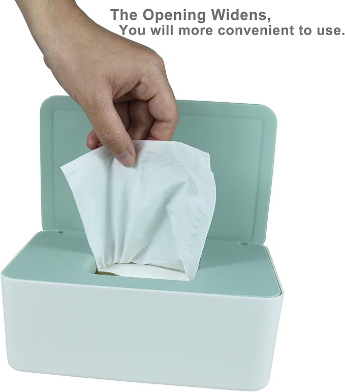 Diaper Wipes Dispenser, Tissue Storage Box Case (Green) | Wet Wipe Dispenser Holder with Lid for Home, Office, Cars - Image 4