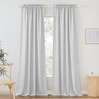 RYB HOME Privacy Sheer Curtains 95 inches Long for Living Room | Linen Textured, Semi Sheer, Rod Pocket, Linen Blend Fabric, Privacy Protected Panels, Dove Grey, W52 x L95, 1 Pair by RYBHOME