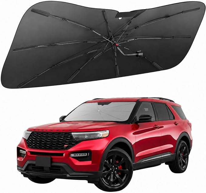 Zanch 2026 Upgraded Windshield Sun Shade Umbrella: Custom Fit for Ford Explorer 2020-2026 Front Window Sunshade, Block UV Rays & Keep Car Cool, 1:1 Scan for Explorer 2015-2025, No Gaps & No Scratches. by Zanch