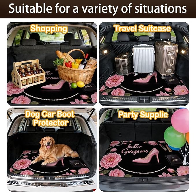Car Trunk Mat for SUV, 29"x39" Hello Gorgeous Pink Cargo Liner Protector | All Weather Universal Cargo Liners for Dogs, Car Accessory for SUVs/Sedan/Wagons, Durable Non-Slip Washable Rear Cargo Mat - Image 7