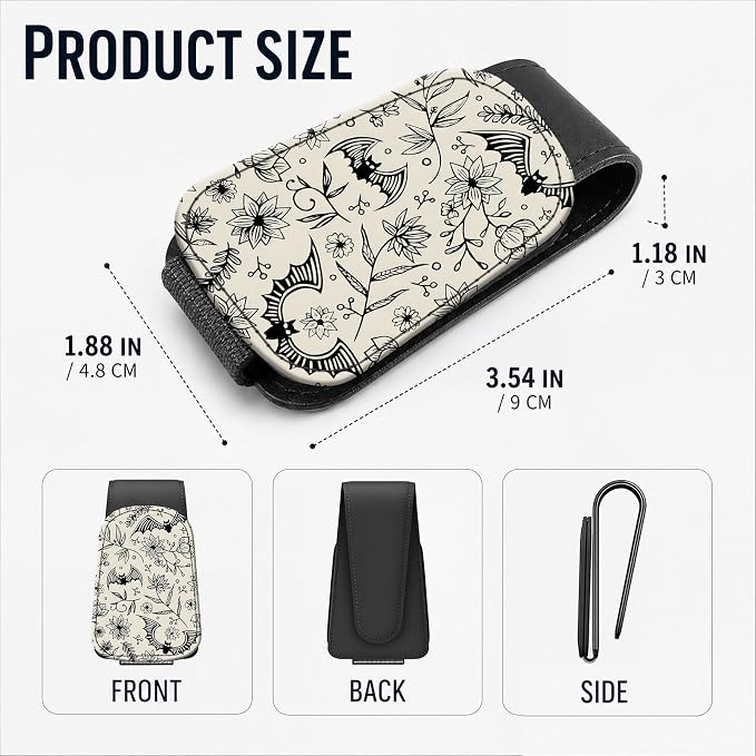 Leather Magnetic Sunglass Holder for Car Sun Visor, Cute Eyeglass Ticket Card Hanger Clip, Universal Auto Interior Accessories for SUV Pickup Truck, Sketch Floral - Image 3