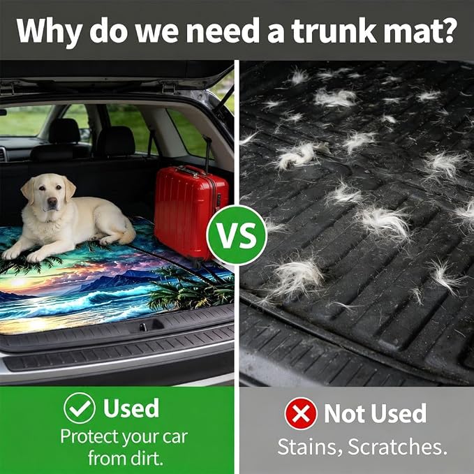 Car Trunk Mat for SUV, 29"x39" Palm Tree Sunset Beach Cargo Liner Protector | All Weather Universal Cargo Liners for Dogs, Car Accessory for SUVs/Sedan/Wagons, Durable Non-Slip Washable Rear Cargo Mat - Image 4