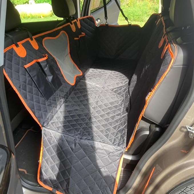 Dog Car Seat Cover,Back Seat Extender for Dogs,600D Heavy Dute Durable Car Seat Cover for Dogs Pets,100% Waterproof Back Seat Pet Cover for Dogs with Mesh Window, with Seatbelt,Trucks and SUVs - Image 2