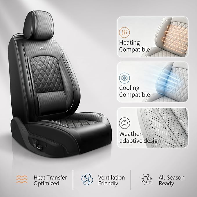 for Subaru Forester 2009-2026 Car Seat Covers, Full Set, Black | Luxury Full Coverage Leather Seat Protectors, Waterproof Breathable, Non-Slip, Easy to Install, Airbag Compatible, All-Season - Image 9
