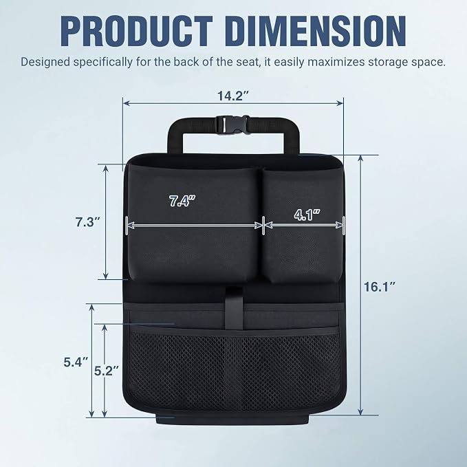 Nilight Car Seat Back Organizer 1PC Black Oxford Fabric Universal | Multi Compartment Cup Holder Hanging Storage Bag Scratch Resistant Durable Design for Cars Vans SUVs MPVs Pickup Trucks - Image 2