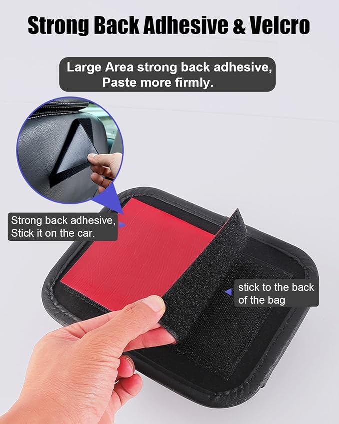 Car Seat Side Pocket Organizer for Car Doors and Consoles, Beige | Reusable Adhesive Car Storage Bag, Holds phones keys wallet sunglass etc, Suitable for all vehicles, PU Leather - Image 6