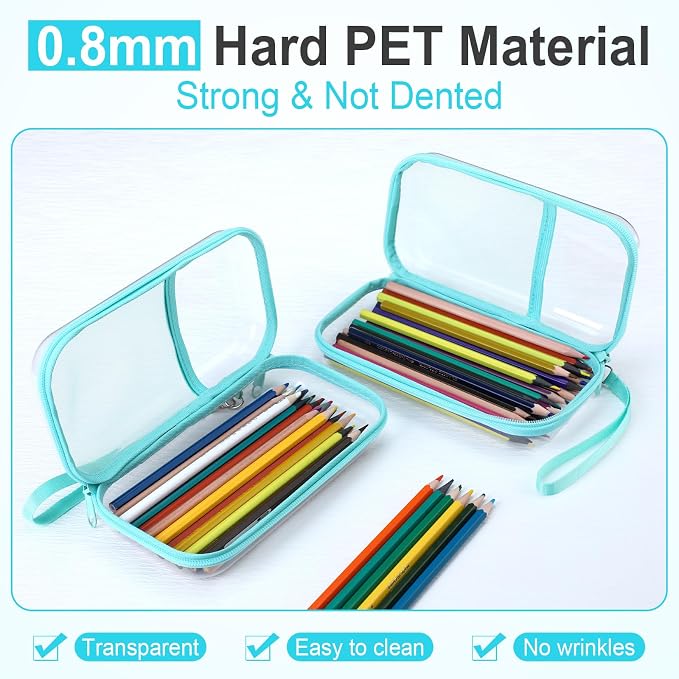 Sanwuta 4 Pcs Clear Hard Shell Zipper Case Plastic Case, Blue-green - Image 3