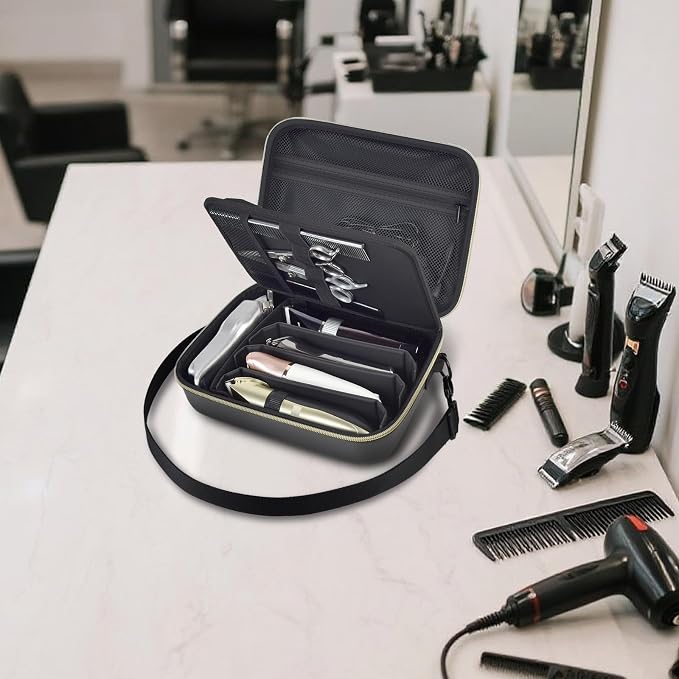 Barber Case for Hair Clippers, for Wahl, for Ufree and for Andis, Case Only | Trimmer Tools Storage Organizer, Easy-Clean PU Interior, for Barbers/Stylists/Pet Groomers, Travel/Home/Salon Use, Black - Image 8
