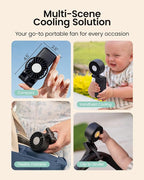 GROWNSY 4-in-1 Portable Baby Stroller Fan with Clip & Night Light, Black | Foldable & Rechargeable, 4 Adjustable Wind Speed for Handheld/Car Seat/Carrier/Beach/Travel/Crib/Camping - Image 2