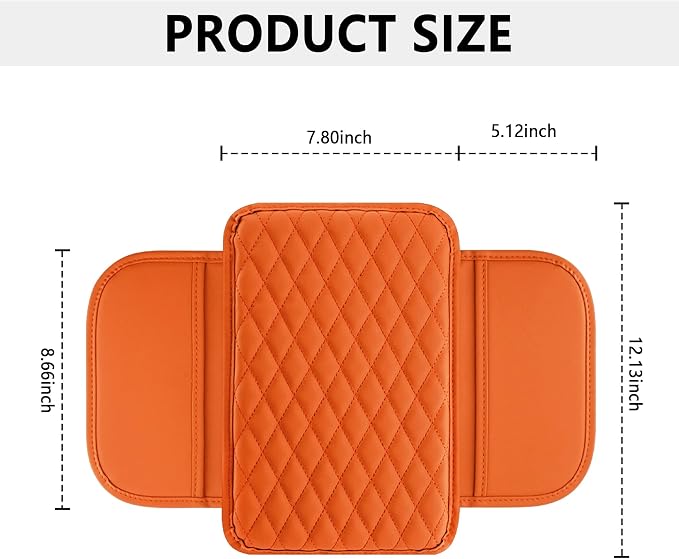 Stacool Upgraded Car Center Console Cover,Microfiber Leather Car Armrest Cover Cushion with 2 Storage Bags,Universal Car Armrest Storage Box (Orange) - Image 2