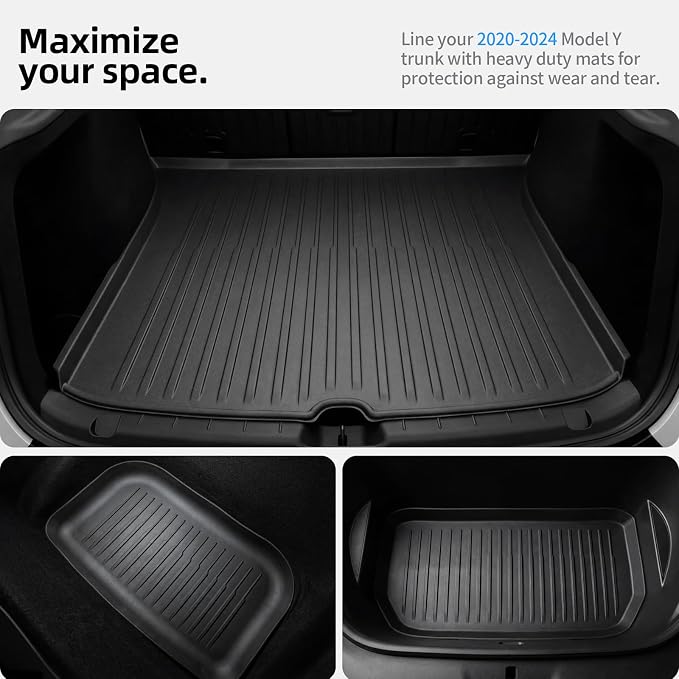 All Weather Cargo Liners for Tesla Model Y Trunk Mats,Front Frunk and Rear Trunk Tray Mats Protector 2021 2022 2023 2024 Accessories - Image 3