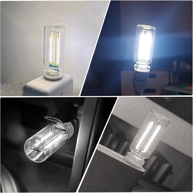 2Pcs Car USB Lights, Plug-in Retro Car Ambient Lighting Kit Dimmable,White | Touch Adjustment Light, Portable Mini Glass Bottle LED Bulb Nightlights for Car Bedroom Hallway Camping Holiday Decoration - Image 6