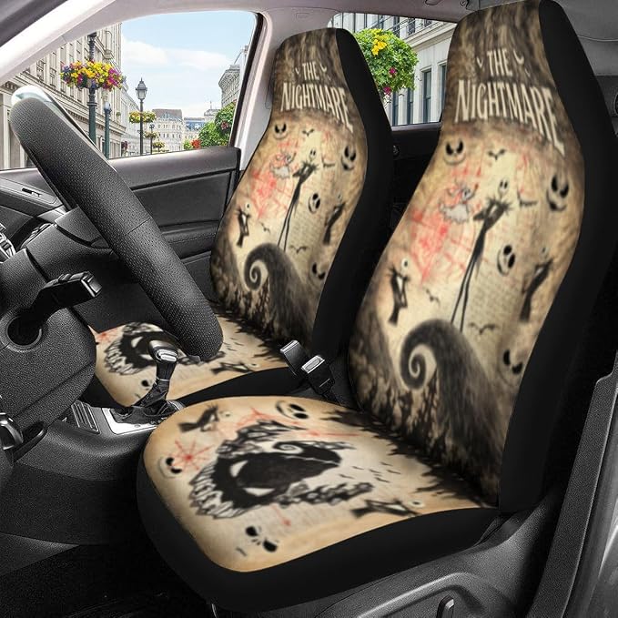 GENANY Horror Universal Car Seat Covers for Trucks Sedans SUVs – 2 Pack, Durable Automotive Covers, Breathable Bucket Protective Accessories Interior, Car Decor - Image 3