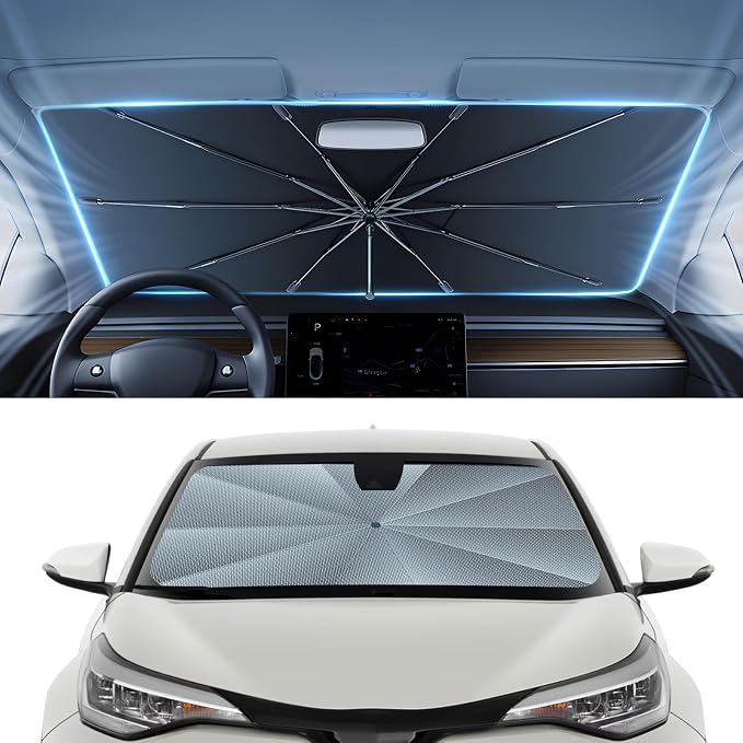 Autorder Windshield Sun Shade Umbrella for 2018-2023 Toyota C-HR CHR Accessories,Upgraded Ice Crystal Material,Easy Setup Umbrella Sunshade for Car Windshield,100% Sun Blocking by Autorder