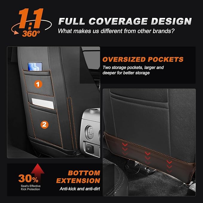 AOMSAZTO Custom Fit Seat Covers for Honda Accord 2023 2024 2025 2026 LX | Rear Row W/Solid Backrest Full Set Waterproof Airbag CompatibleFaux Leather Black - Image 6