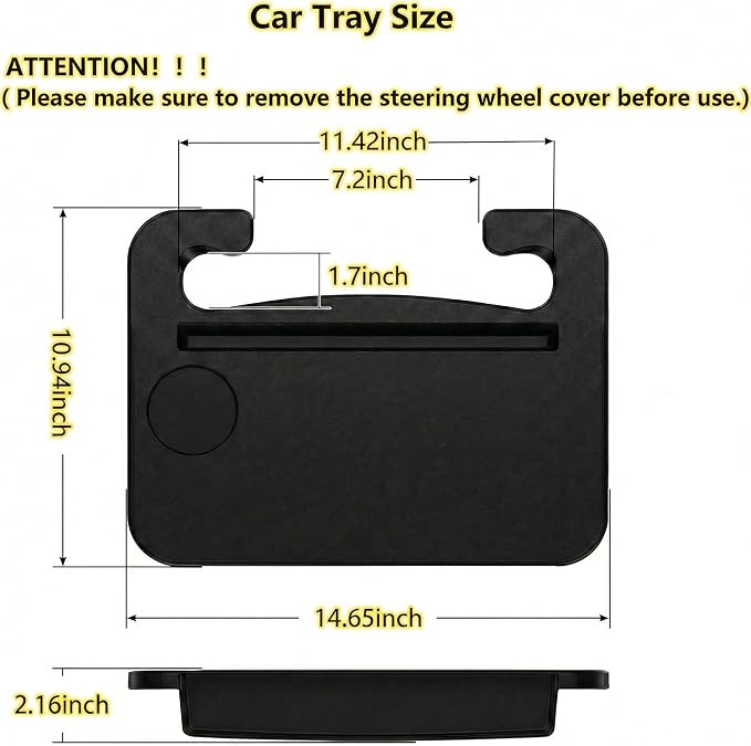 Steering Wheel Tray Car Desk Laptop Food Vehicle Travel | steering wheel car tray desk, multipurpose laptop and food table, fits most steering wheels, portable vehicle accessory - Image 2