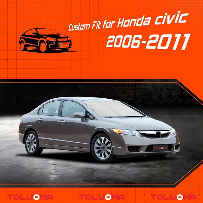 Custom Fit Windshield Sun Shade for Honda Civic 2006-2011 - Full Coverage, 210T Reflective Fabric, Double-Layer Design - Blocks 99% UV Rays, Keeps Car Cool, Easy to Install and Store - Image 7