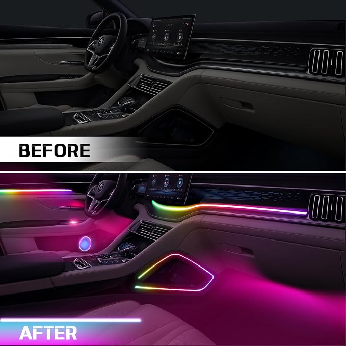 Dreamcolor Acrylic Ambient Lighting Car Lights – Wireless APP Control, Music Sync, Dynamic RGB Interior Car LED Strip Light Kit, 22-in-1 Customizable LED Neon Light Kits for Car Interior - Image 3