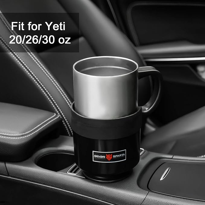 SEVEN SPARTA 2 Pack Car Cup Holder Expander Organizer Adjustable Base, Compatible with Yeti 20/26/30 oz, Hydro Flasks 32/40oz, Nalgenes 30/32/38/48 oz, Other Bottles in 3.4"-3.8" (Black and Silver) | Compatible with Yeti, Hydro Flask & Owala 32-40oz, U... - Image 6