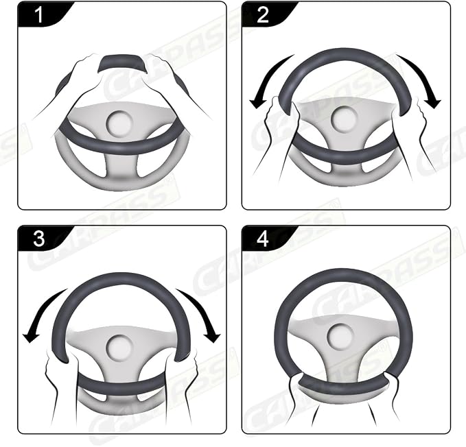 CAR PASS Line Rider Microfiber Leather Sporty Steering Wheel Cover Universal Fits for 95% Truck,SUV,Cars,14.5-15inch Anti-Slip Safety Comfortable Desgin (Black-White) - Image 5