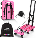 GtIiFmTe Foldable Hand Truck, Lightweight Luggage Cart for Airport Car Seat | Compact Folding dolly with Rotating swivel wheel,storage size12×15.7×4.1",300lbs Load,Upright Lock Handle with 3bungee cords by GtIiFmTe