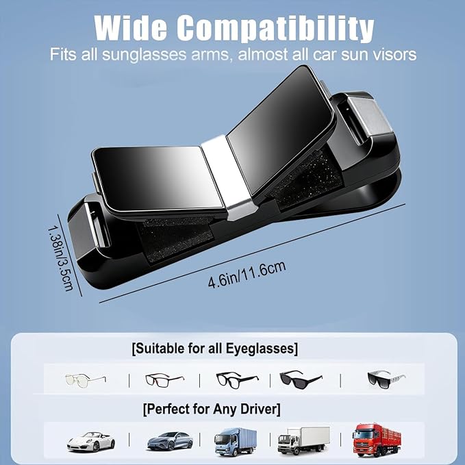 Dsycar 2 Pack Sunglasses Holder for Car, Double Holder Visor Sunglass Clip | One-Handed-Operation Easy Access Storage for Driving,Universal Fits Anti-Scratch Car Sun Visor Accessories - Image 6