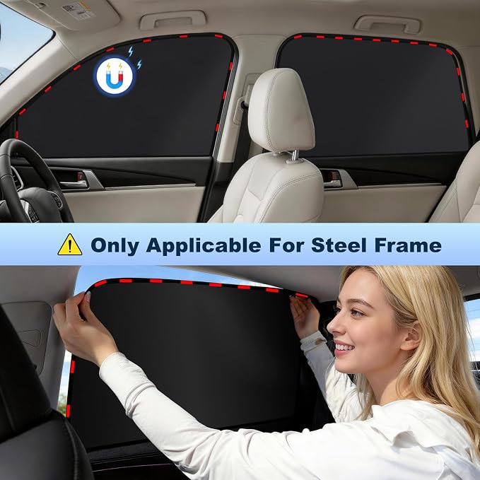ZATOOTO Magnetic Car Window Shade 2 Pack Car Shades for Rear Windows | Car Privacy Curtain UV Block Window Shade, Universal Size for Vehicle Rear Window Shade for Baby, For Sleeping - Image 4